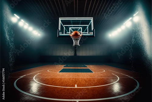 Digital illustration about basketball and sports. Generative AI. photo