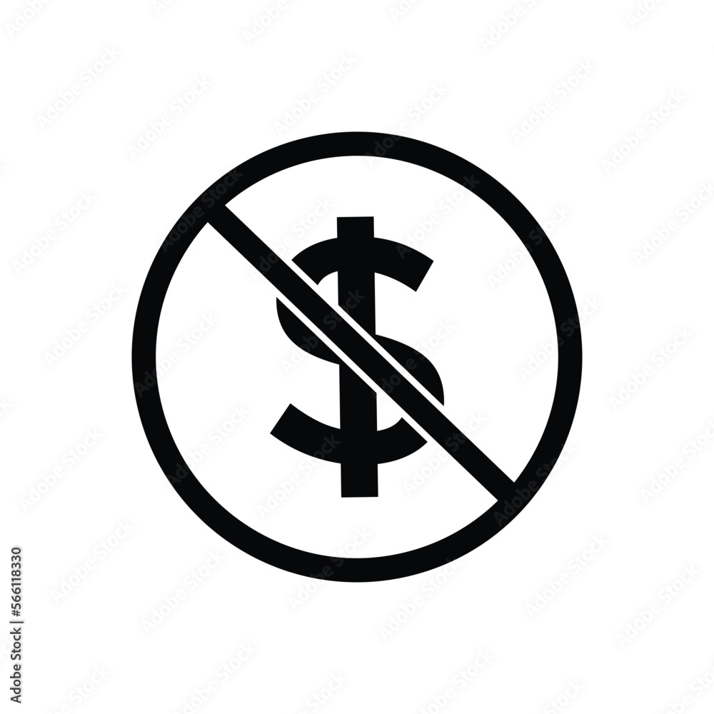 Crossed dollar. No expense, free of charge. Vector linear icon isolated on white background. Crossed dollar. No expense, free of charge. Vector linear icon isolated on white background.