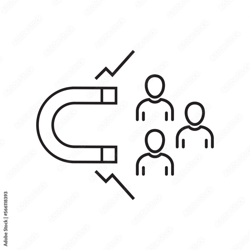 customer retention line icon with a magnet customer retention line icon with a magnet