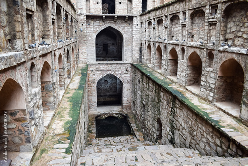 Agrasen Ki Baoli (Step Well) situated in the middle of Connaught placed New Delhi India, Old Ancient archaeology Construction photo