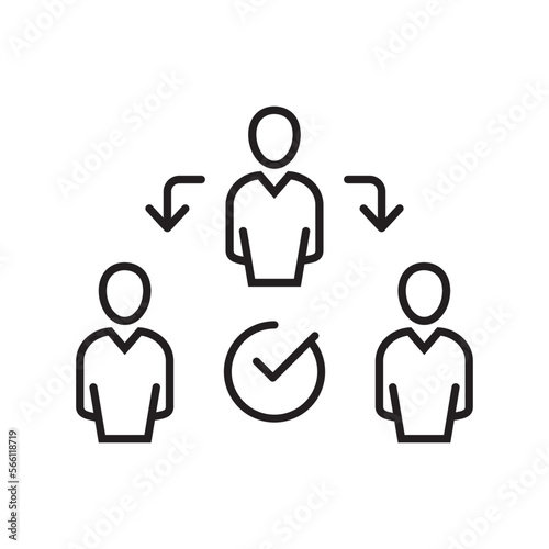 Assignment, Delegate, Delegating, Distribution Business line icon. assistant group management. team work transfer job communication Logo solid vector illustration design on white background. EPS 10