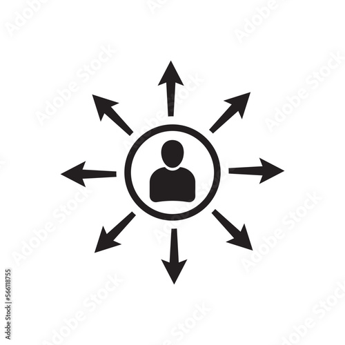delegation, management icon on white background