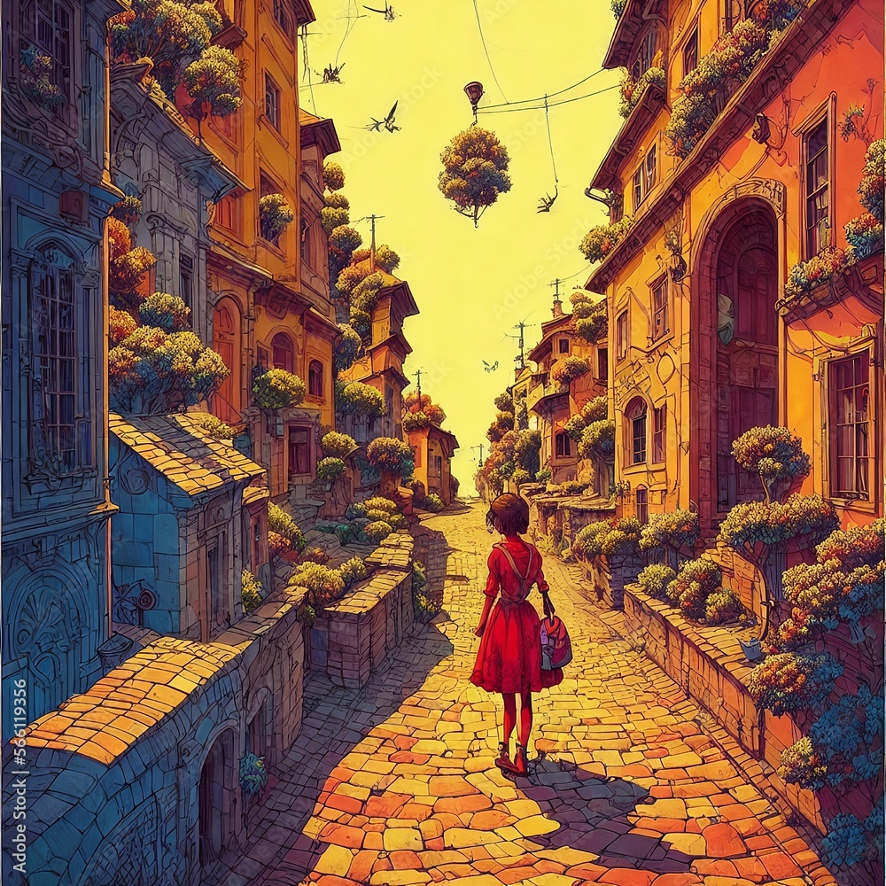 An amazing landscape work in cellular shades, the streets of Rome, captivating, cute, charming, stylized, the cover of a book of short stories, generated by AI