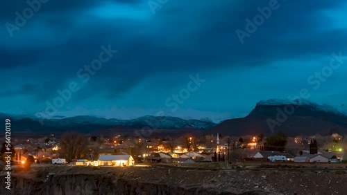 La Verkin, Utah twilight to nightfall cloudscape time lapse photo