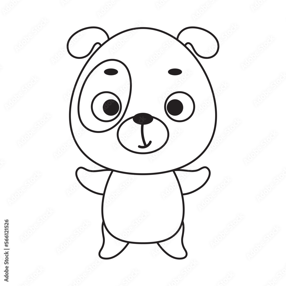 Fototapeta premium Coloring page cute little dog. Coloring book for kids. Edudogional activity for preschool years kids and toddlers with cute animal. Vector stock illustration