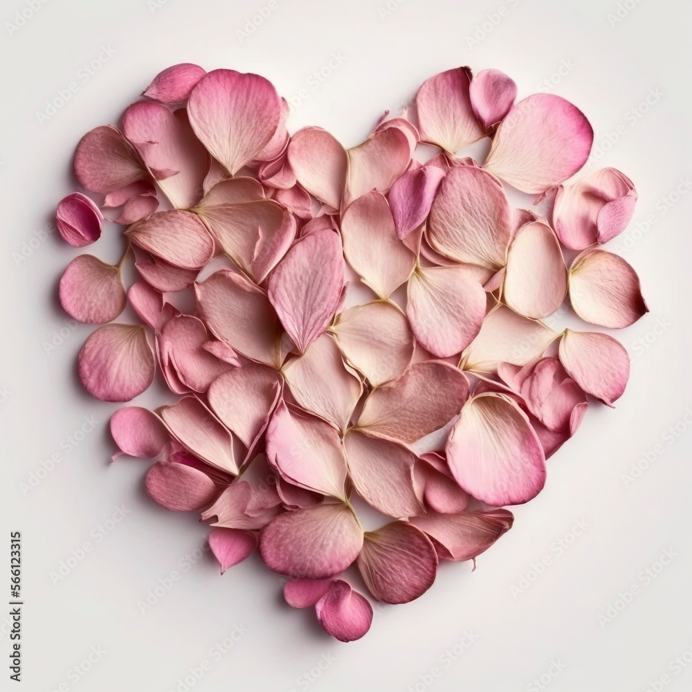 Heart made of colorful petals with Generative AI