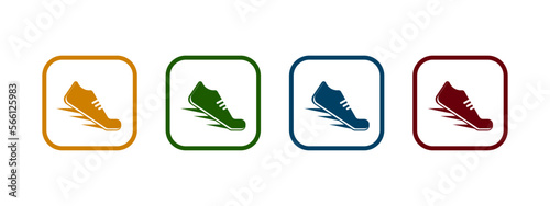 Running shoes vector icon. Sport shoe glyph icon in different color design.	