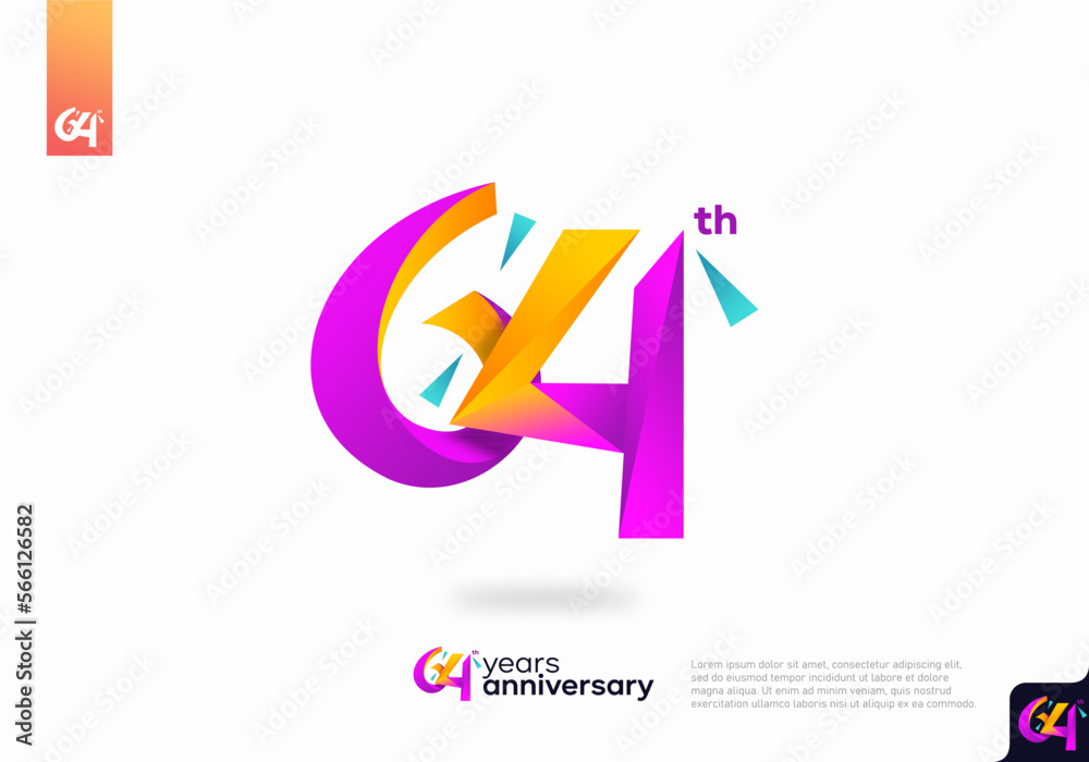 Number 64 logo icon design, 64th birthday logo number, anniversary 64 Number 64 logo icon design, 64th birthday logo number, anniversary 64