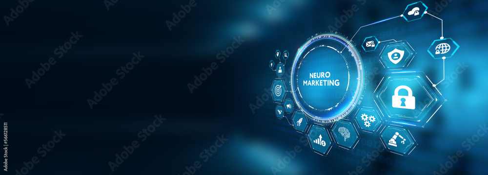 Neuromarketing. Sales and advertising marketing strategy concept. Business, Technology, Internet and network concept. 3d illustration Neuromarketing. Sales and advertising marketing strategy concept. Business, Technology, Internet and network concept. 3d illustration