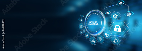 Internet marketing digital online advertising automation. Business, Technology, Internet and network concept. 3d illustration