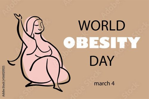 World Obesity Day banner. Obesity woman vector illustration.