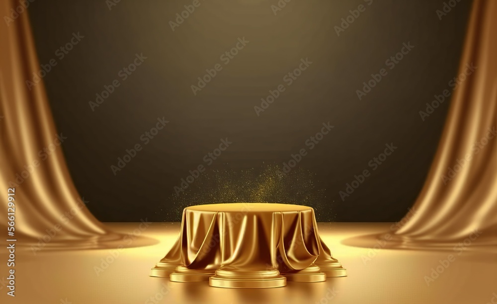 Gold podium presentation studio background with spotlights created with ...
