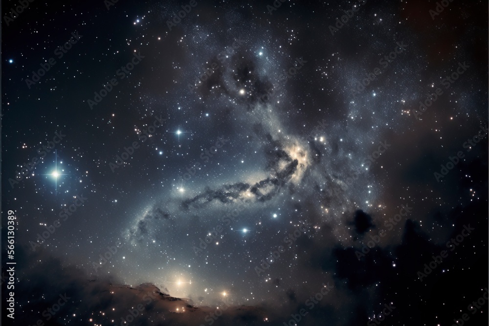 Clear night sky with patterns of stars and galaxies with Generative AI Clear night sky with patterns of stars and galaxies with Generative AI