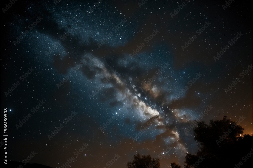 Clear night sky with patterns of stars and galaxies with Generative AI Clear night sky with patterns of stars and galaxies with Generative AI
