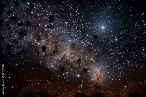Clear night sky with patterns of stars and galaxies with Generative AI