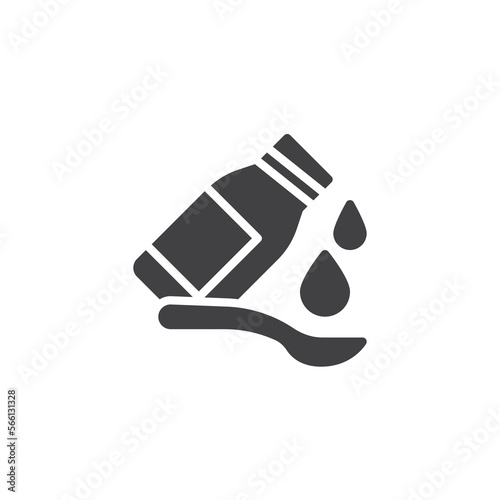 Medical syrup with spoon vector icon