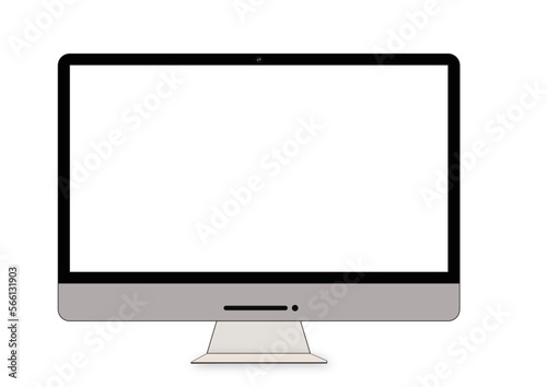 Computer led screen isolated on white background. Modern stylish Led panel with transparent screen. 