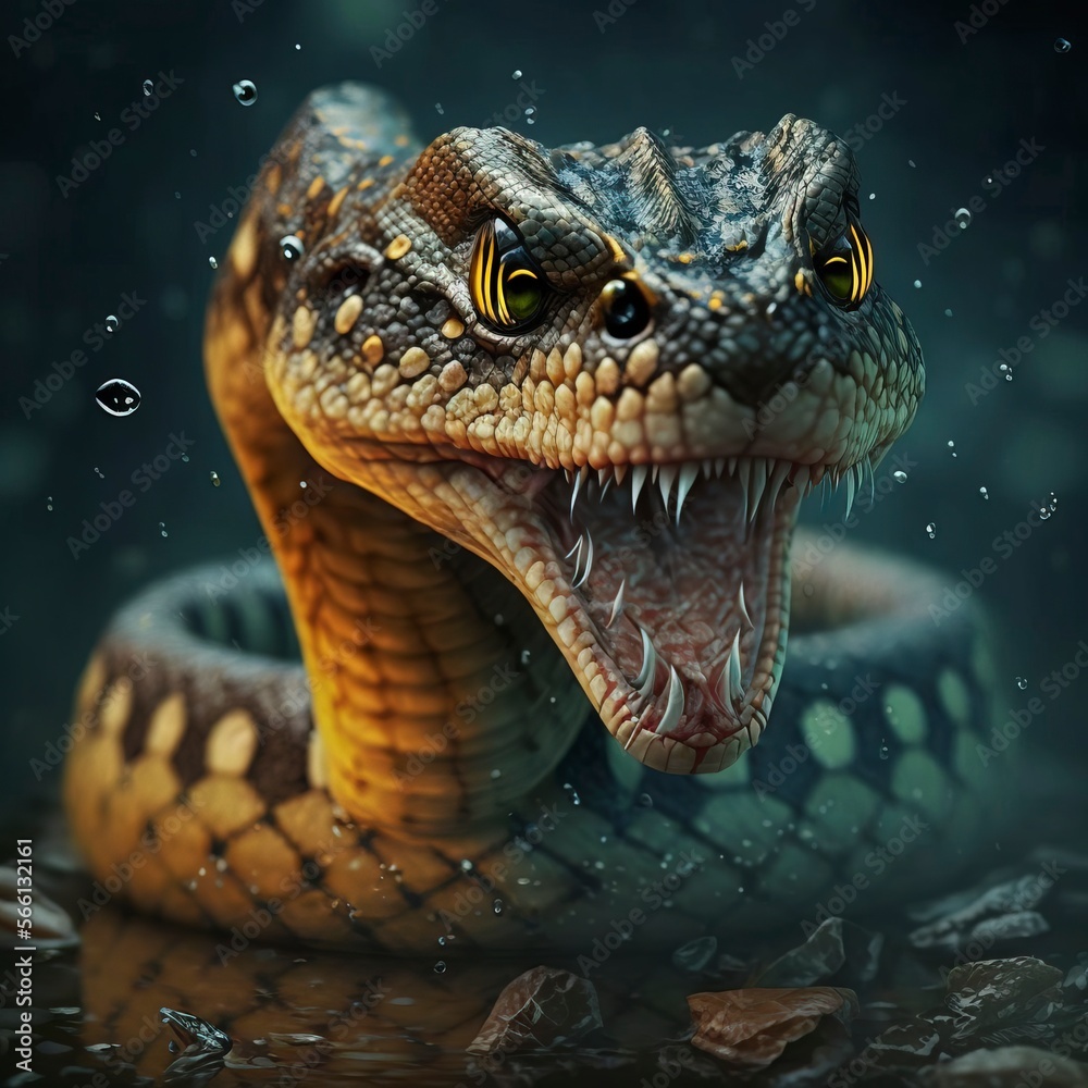 Fototapeta premium Snakes, giant pythons with Generative AI