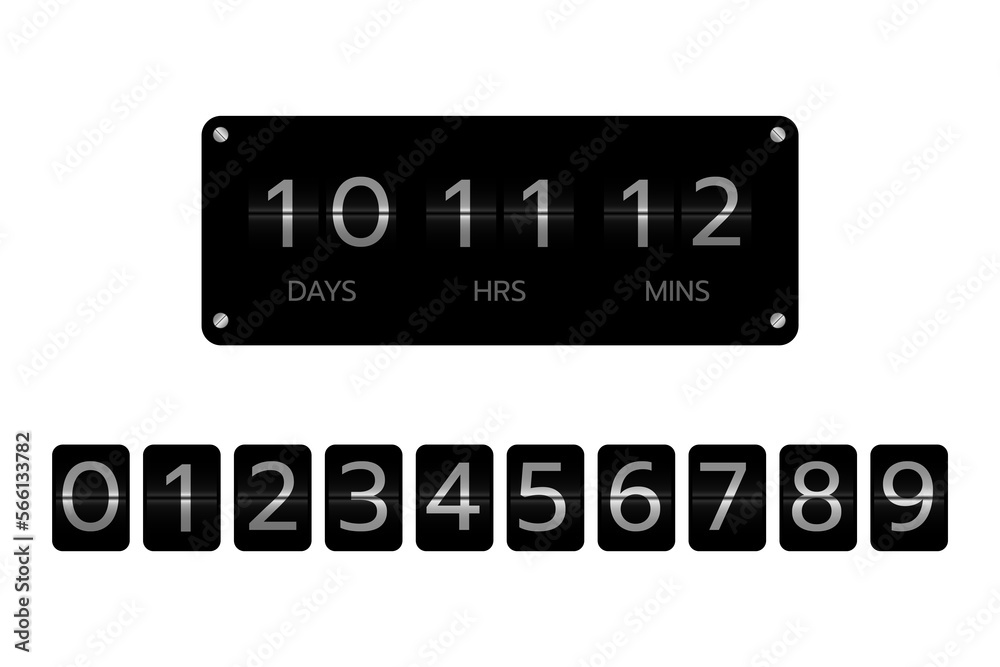 Number flip clock timer countdown on white background vector design. Number flip clock timer countdown on white background vector design.