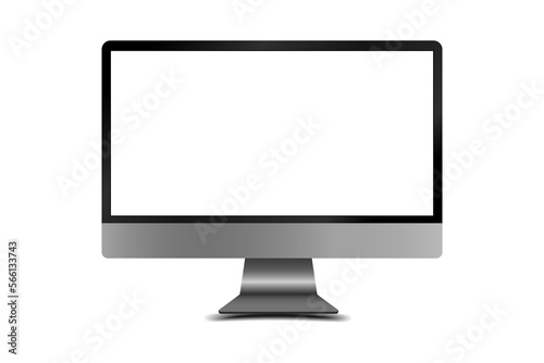 Computer monitor modern mockups with blank frameless screens on white background vector design.