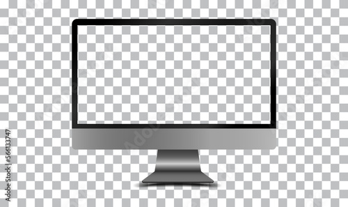 Computer monitor modern mockups with blank frameless screens vector design.