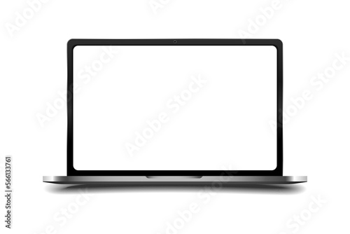 Laptop modern mockups with blank frameless screens on white background vector design.