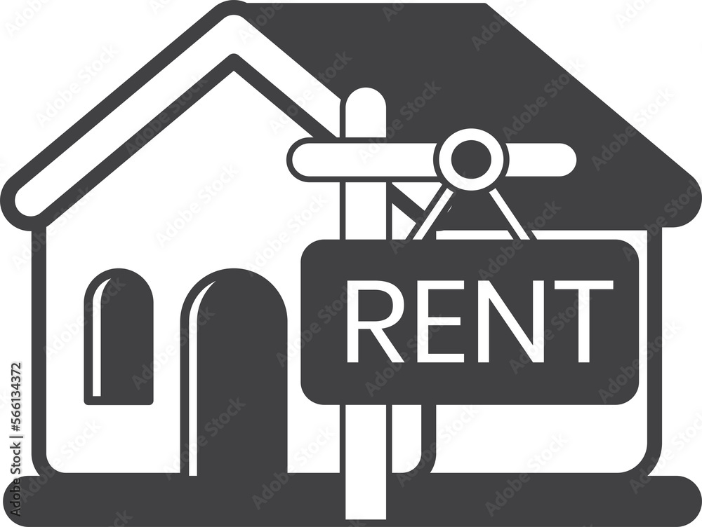 house with rent sign illustration in minimal style house with rent sign illustration in minimal style