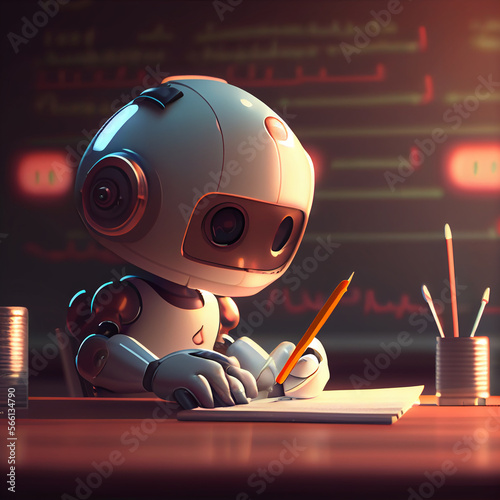 Robot writing a letter. generative ai