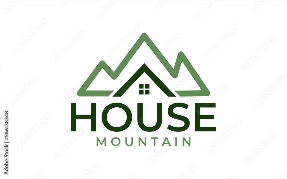 Illustration Simple Mountain with house Logo Design