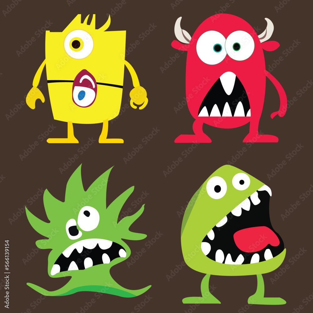 Set of funny cartoon monsters vector
