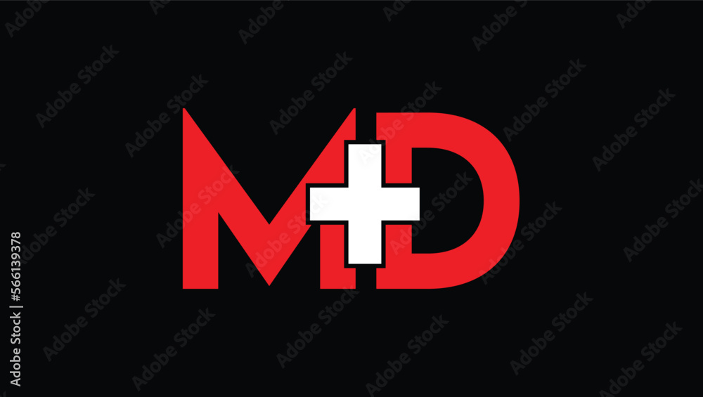 Obraz premium MD initial Medical logo, M+D Medical Logo