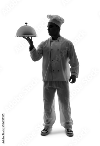 Silhouette of male chef wit...