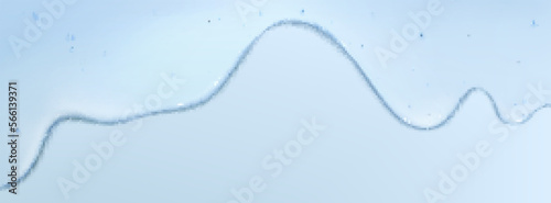 Clear liquid cosmetic gel texture. Dripping jelly cream or serum with collagen, niacinamide or salicylic acid for beauty skincare, border isolated on blue background, vector realistic illustration