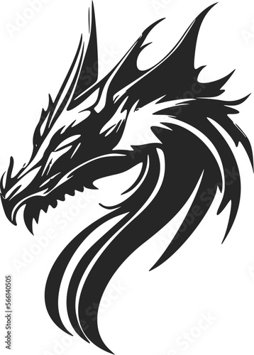 Make a bold statement with our striking, black and white, stylish dragon head logo.