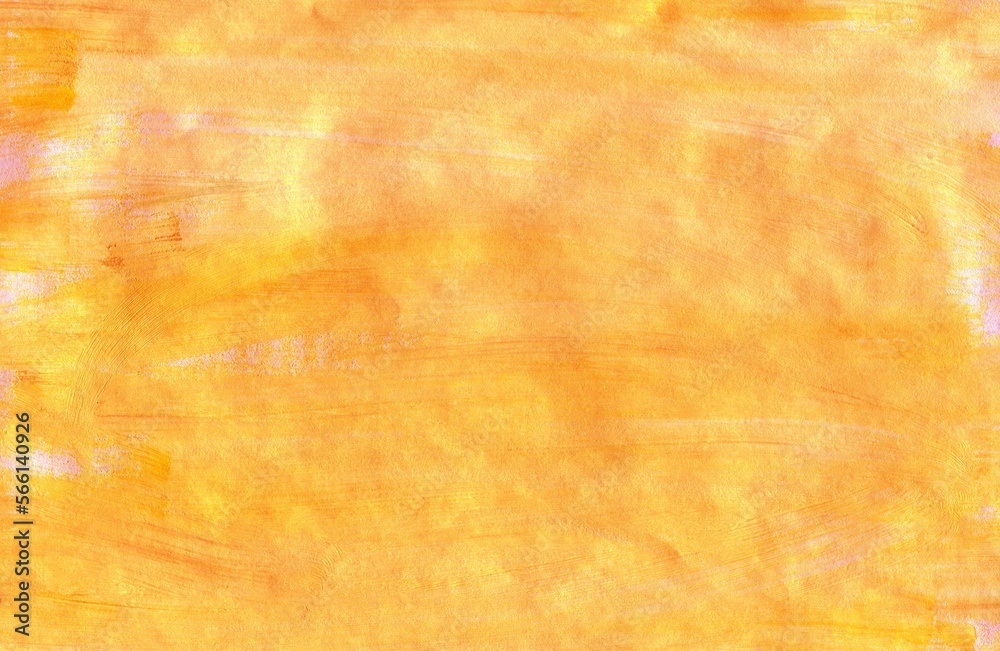 The painted leaf is Orange with a gouache brush. Hand-drawn gouache Orange abstract background. Texture of brush strokes.