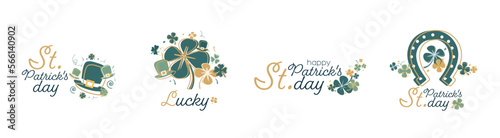 Happy St. Patrick's Day greeting card set.