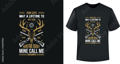 Vector Illustration Hunting Typography T-shirt Design Template
