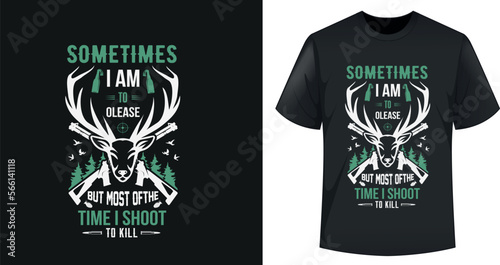 Vector Illustration Hunting Typography T-shirt Design Template