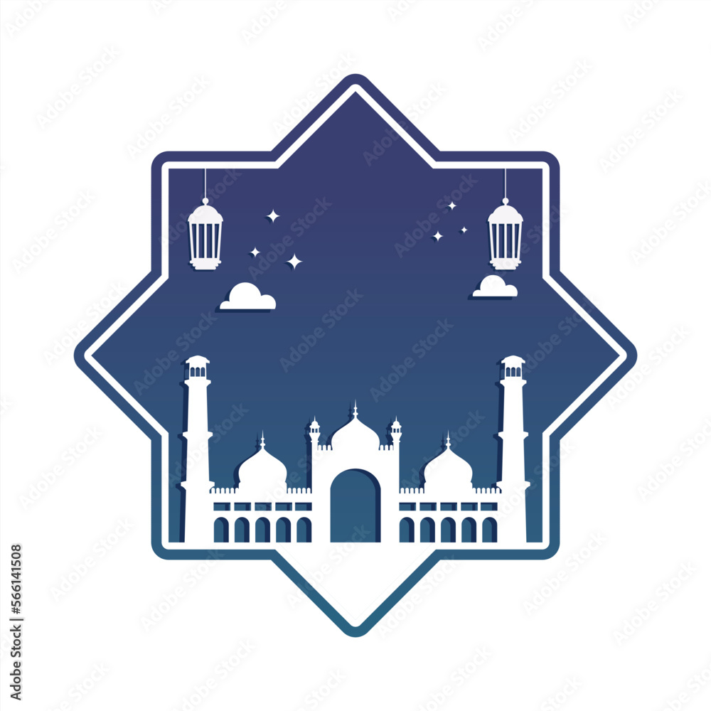 Mosque flat design vector, Islamic design vector Mosque flat design vector, Islamic design vector