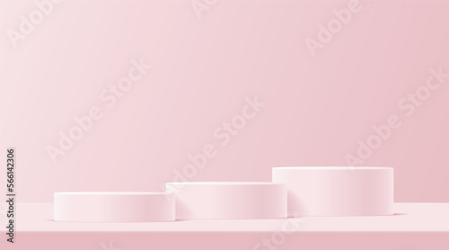 3d pink and white product podium mockup with minimal abstract background  3d illustration