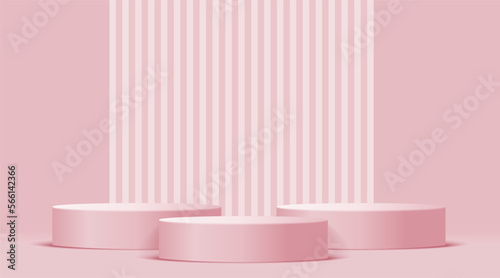 3d pink and white product podium mockup with minimal abstract background ,3d illustration © RainMelon