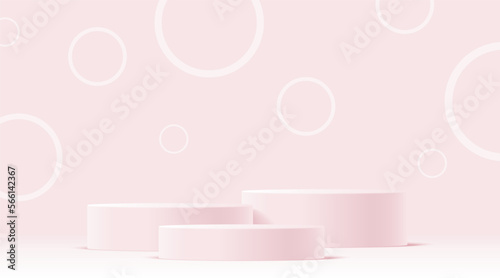 3d pink and white product podium mockup with minimal abstract background ,3d illustration