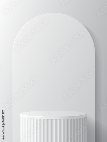 3d white podium product mock up background for presentation with white background, vetor illustration