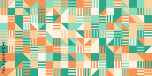 Abstract geometric green and orange pattern design,abstract colorful bacgruond,Vector illustration photo