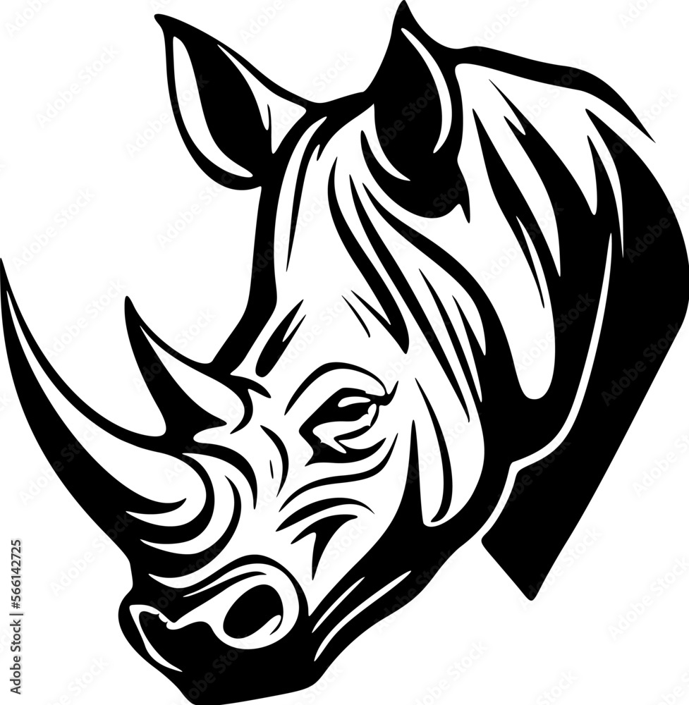 Make a bold statement with our striking, black and white, stylish rhino head logo.