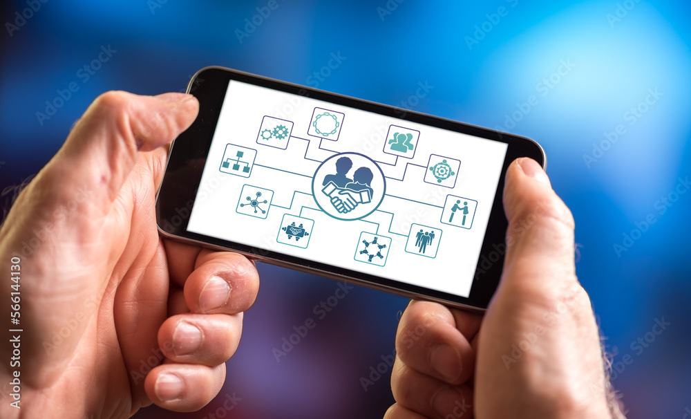 Collaboration concept on a smartphone Collaboration concept on a smartphone