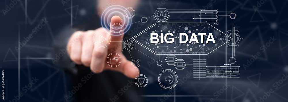 Man touching a big data concept Man touching a big data concept