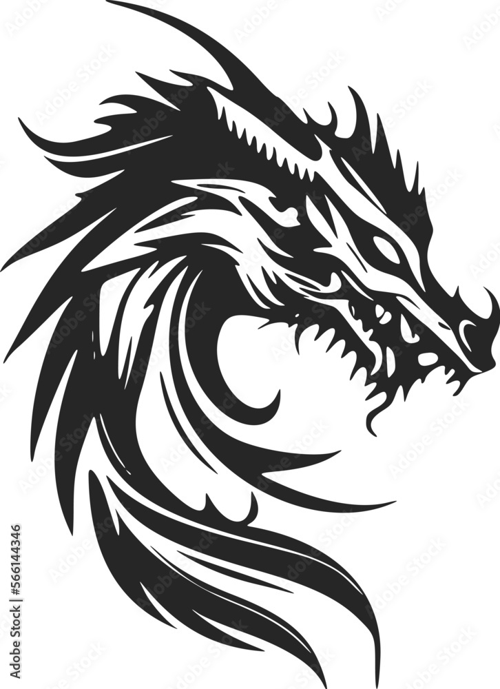 Enhance your business image with our black and white, minimalist dragon head logo.