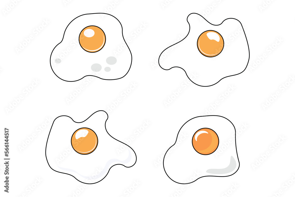Scrambled eggs Fried egg, flat icon design on white background Scrambled eggs Fried egg, flat icon design on white background