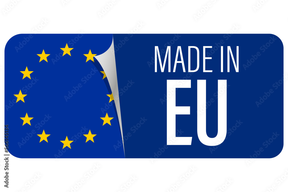 EU product Label. Made In Europe. European Union Flag. Vector Illustration